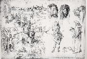 Albrecht Durer Sketch Sheet with the Rape of Europa oil painting